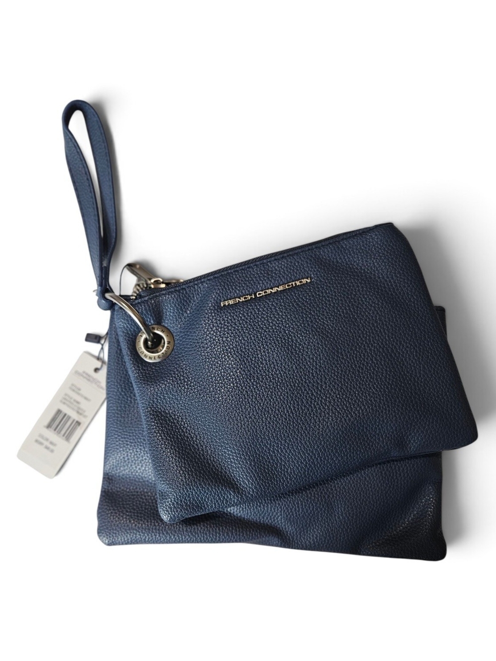 NWT French Connection Navy Lara Pebble Double Slim Wristlet Pouches Set